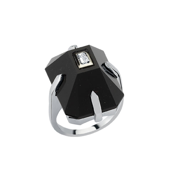 DARK ONYX & BAGUETTE TOWER RING