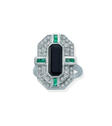 DARK ONYX EMERALD & DIAMOND RING