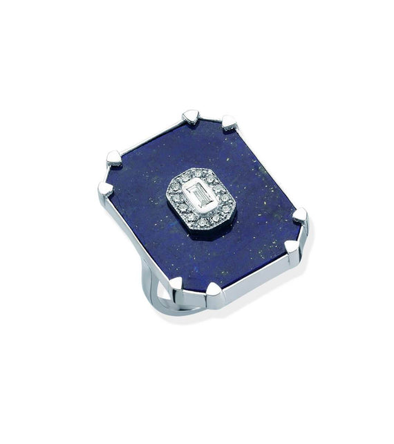 DEEPSEA LAPIS LAZULI DIAMOND RECTANGLE RING