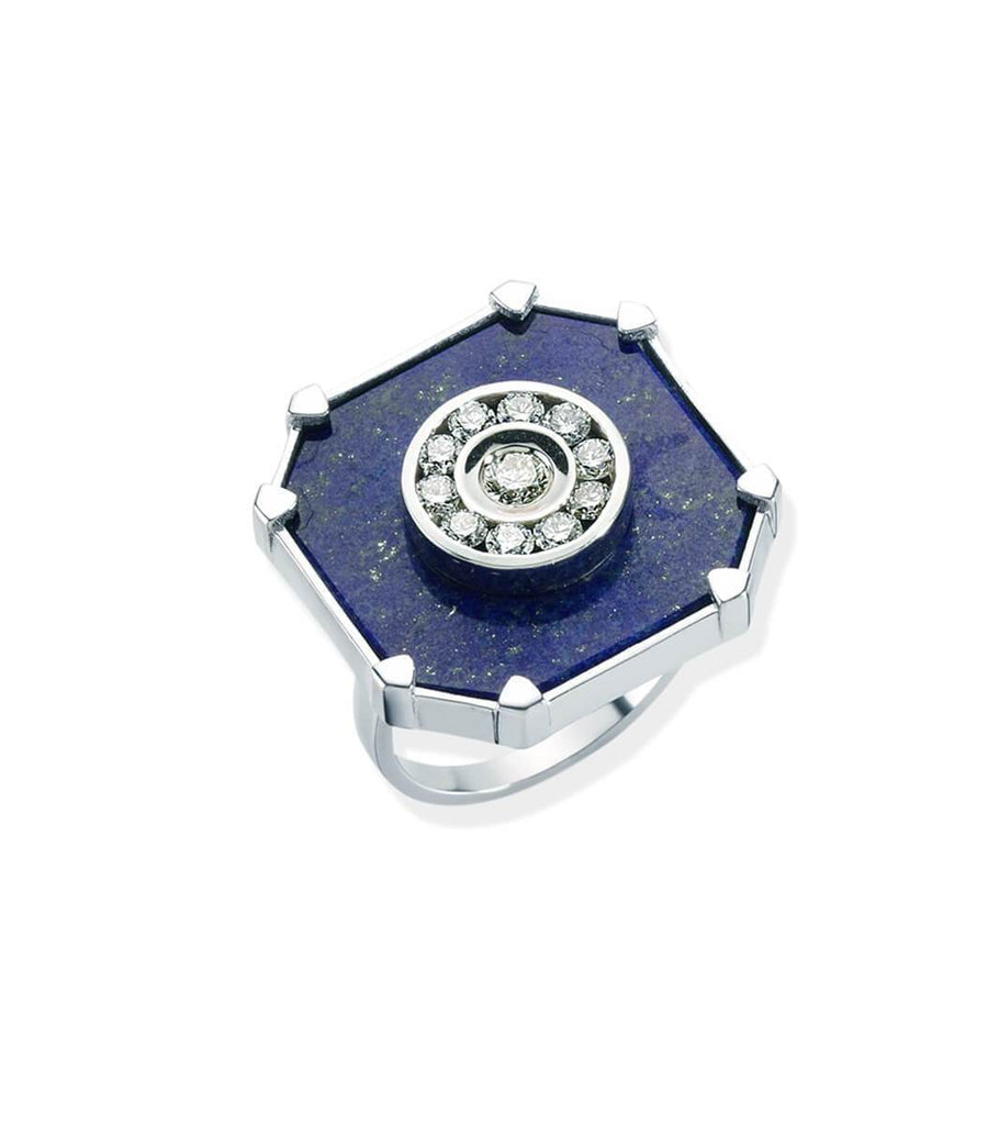 DEEPSEA LAPIS LAZULI DIAMOND SQUARE RING