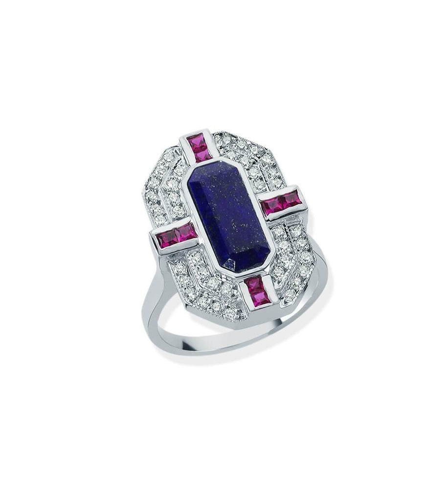 DEEPSEA LAPIS LAZULI DIAMOND & RUBY RING