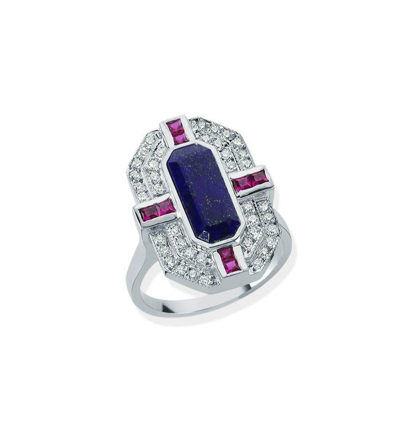 DEEPSEA LAPIS LAZULI DIAMOND & RUBY RING