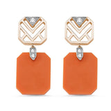 GEOMETRIA SQUARE DIAMOND & CARNELIAN EARRINGS