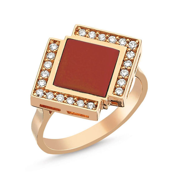 GEOMETRIA DIAMOND & CARNELIAN RING