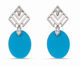 GEOMETRIA OVAL DIAMOND & TURQUOISE EARRINGS