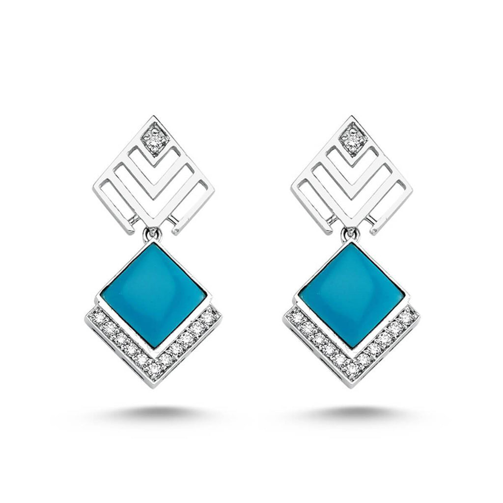 GEOMETRIA DIAMOND & TURQUOISE EARRINGS