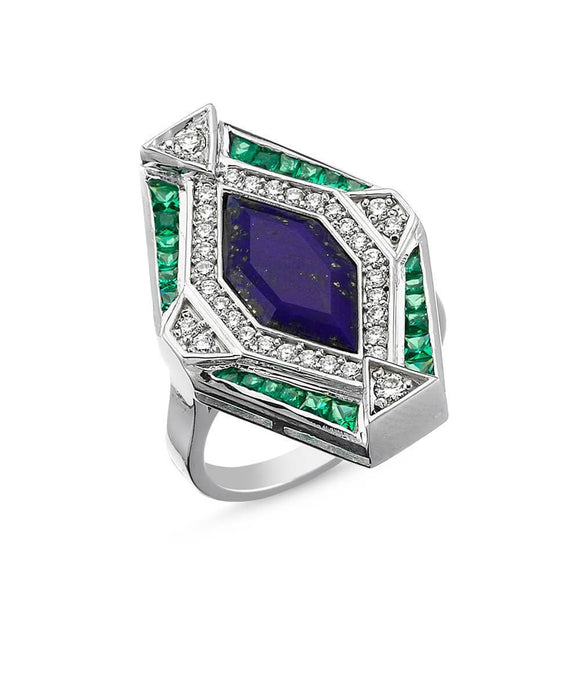 HARMONY LAPIS LAZULI & EMERALD RING