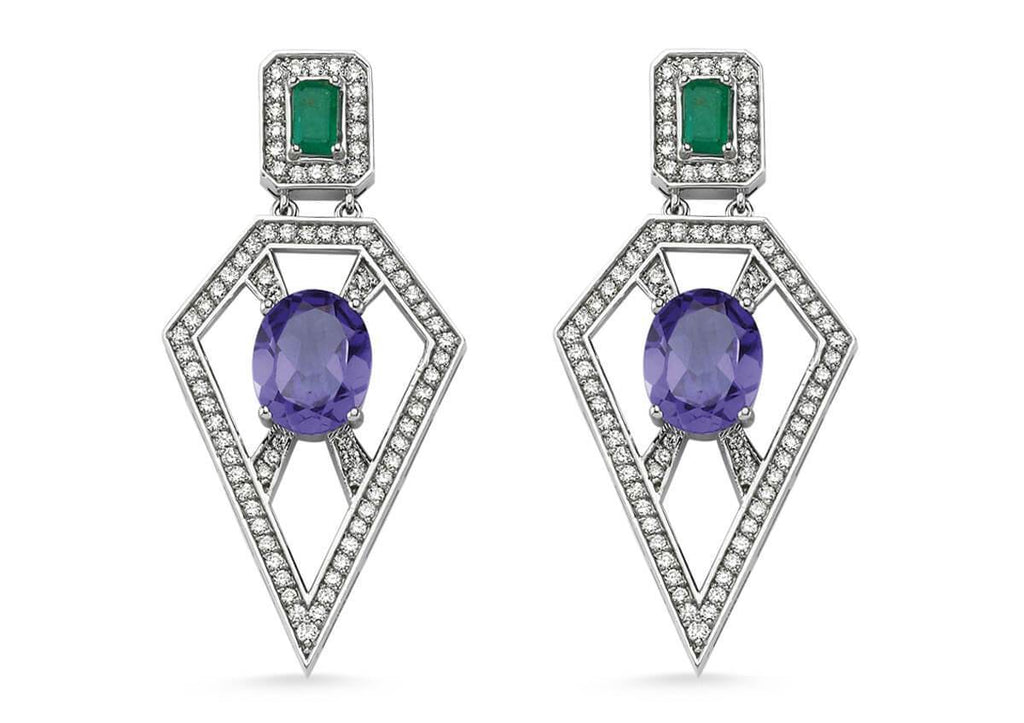 HARMONY STATEMENT TANZANITE & EMERALD EARRINGS