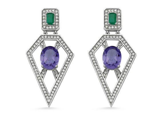 HARMONY STATEMENT TANZANITE & EMERALD EARRINGS