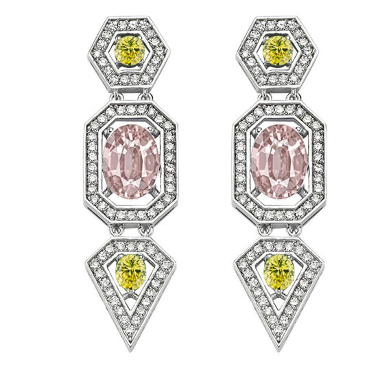 HARMONY LONG MORGANITE & DIAMOND EARRINGS