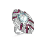 HARMONY STATEMENT RUBY & AQUA MARINE RING