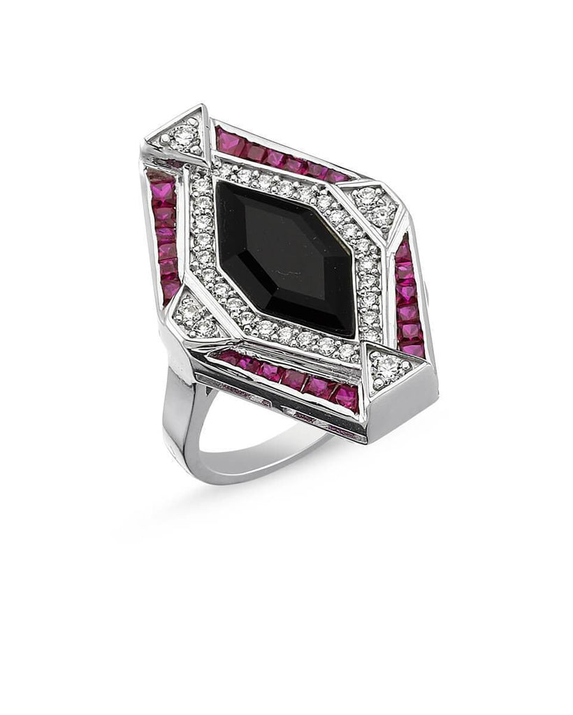 HARMONY ONYX & RUBY RING