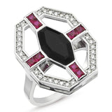 HARMONY ONYX & RUBY PEEKABOO RING